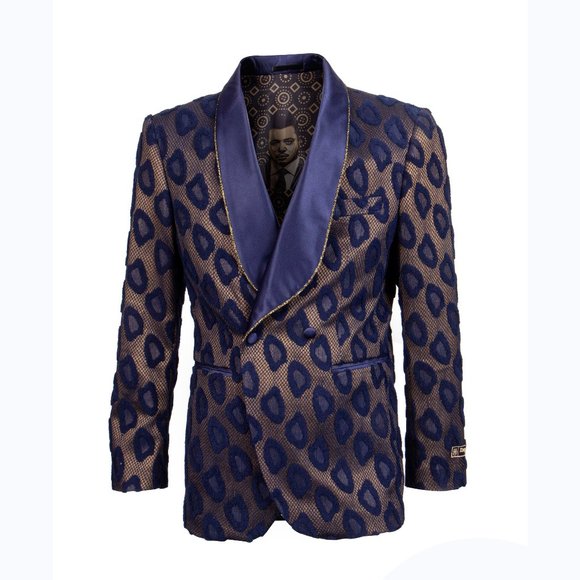 Empire™ Men's Purple/Gold Spotted Jacket w/ Gold Trim Shawl Lapel